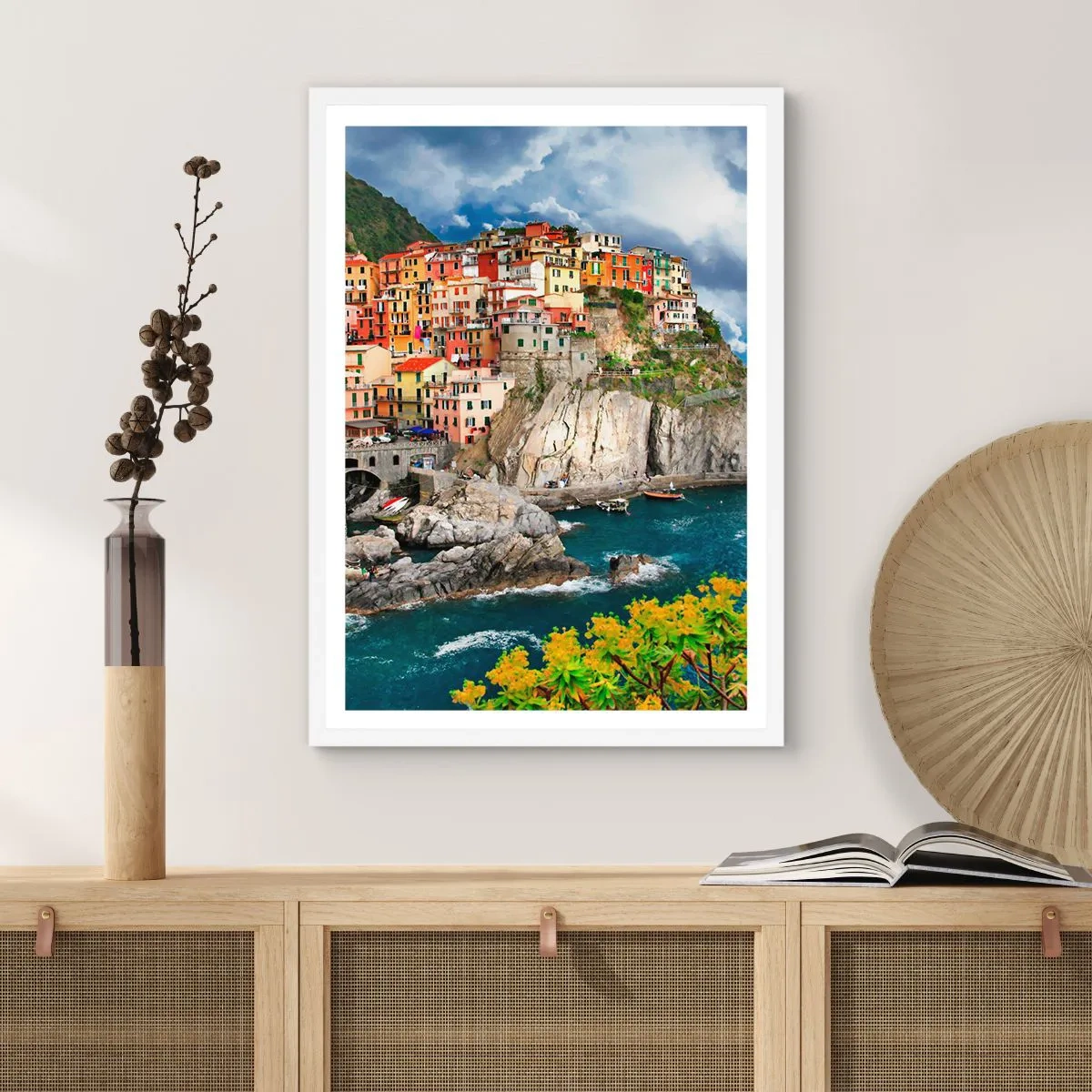 Póster en marco blanco - En el acantilado - 40x50 cm