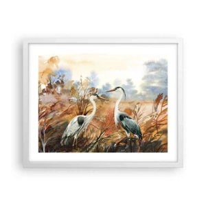 Póster en marco blanco - ¿A dónde nos dirigimos en otoño? - 50x40 cm