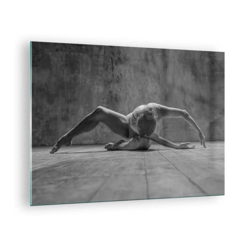 Cuadro sobre vidrio - Impresiones sobre Vidrio - Bailarina en pose en el suelo. - 70x50cm - Simetría encontrada - Decoración de pared moderna para salón y dormitorio ARTTOR