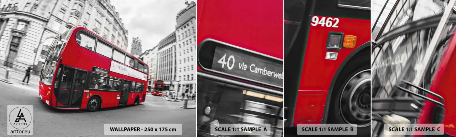 Muestra De Fotomural Standard Eco - Londres tradicional - en autobús - Ciudad, Londres, autobús rojo - 100x30 cm