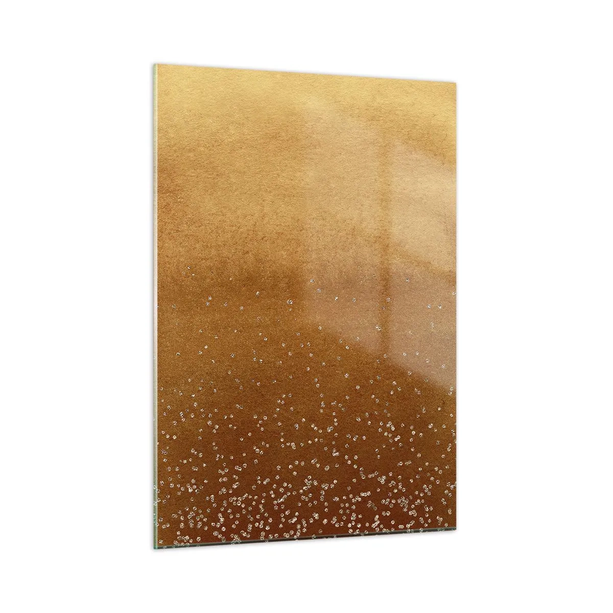 Cuadro sobre vidrio - Impresiones sobre Vidrio - Patrón abstracto dorado con finos reflejos. - 50x70cm - Nacimiento de la luz - Decoración de pared moderna para salón y dormitorio ARTTOR