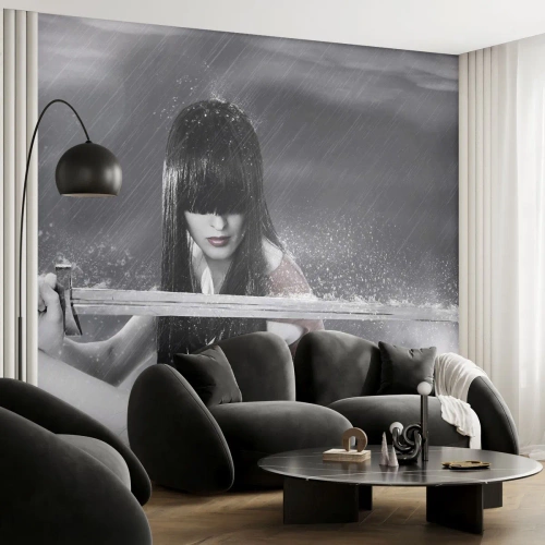 Fotomural Premium Sand - Hermosa y peligrosa - Mujer, Espada, Militar - 400x280 cm
