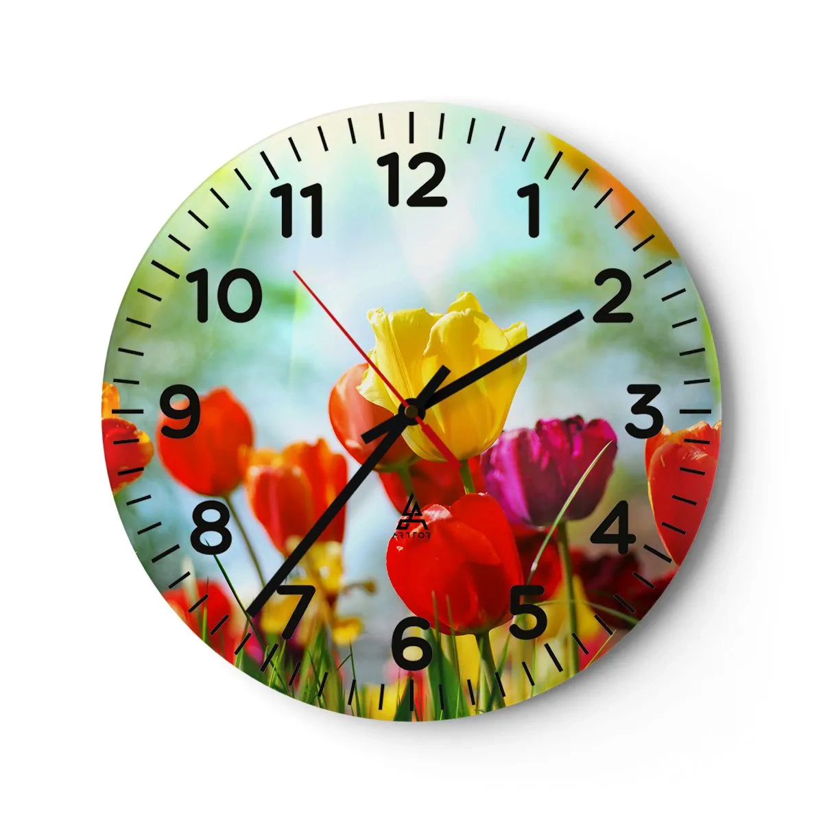 Reloj de pared - Reloj de vidrio - Todos los tonos del sol - 40x40 cm