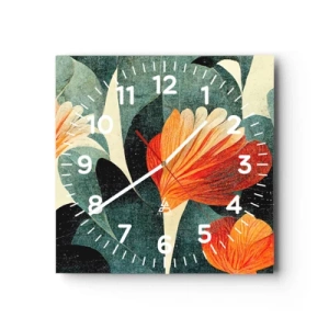 Reloj de pared - Reloj de vidrio - El calor del trópico y el frescor del verdor - 30x30 cm