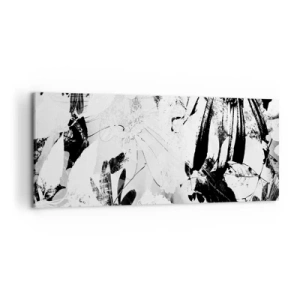 Cuadro sobre lienzo - Impresión de Imagen - Flores abstractas en blanco y negro en un estilo minimalista. - 120x50cm - Otoño en negativo - Decoración de pared moderna para salón y dormitorio ARTTOR