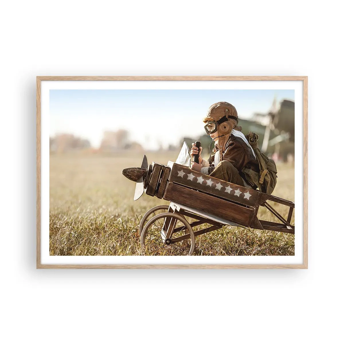 Póster en marco roble claro - Despegue hacia un sueño - 100x70 cm