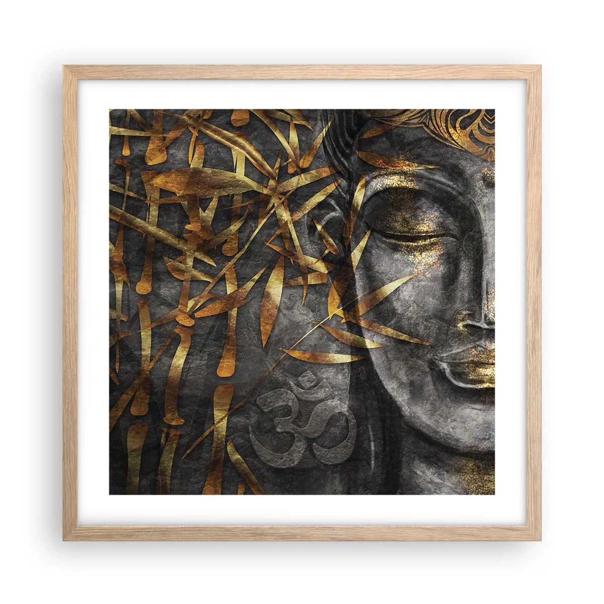 Póster en marco roble claro - Siente la paz - 50x50 cm