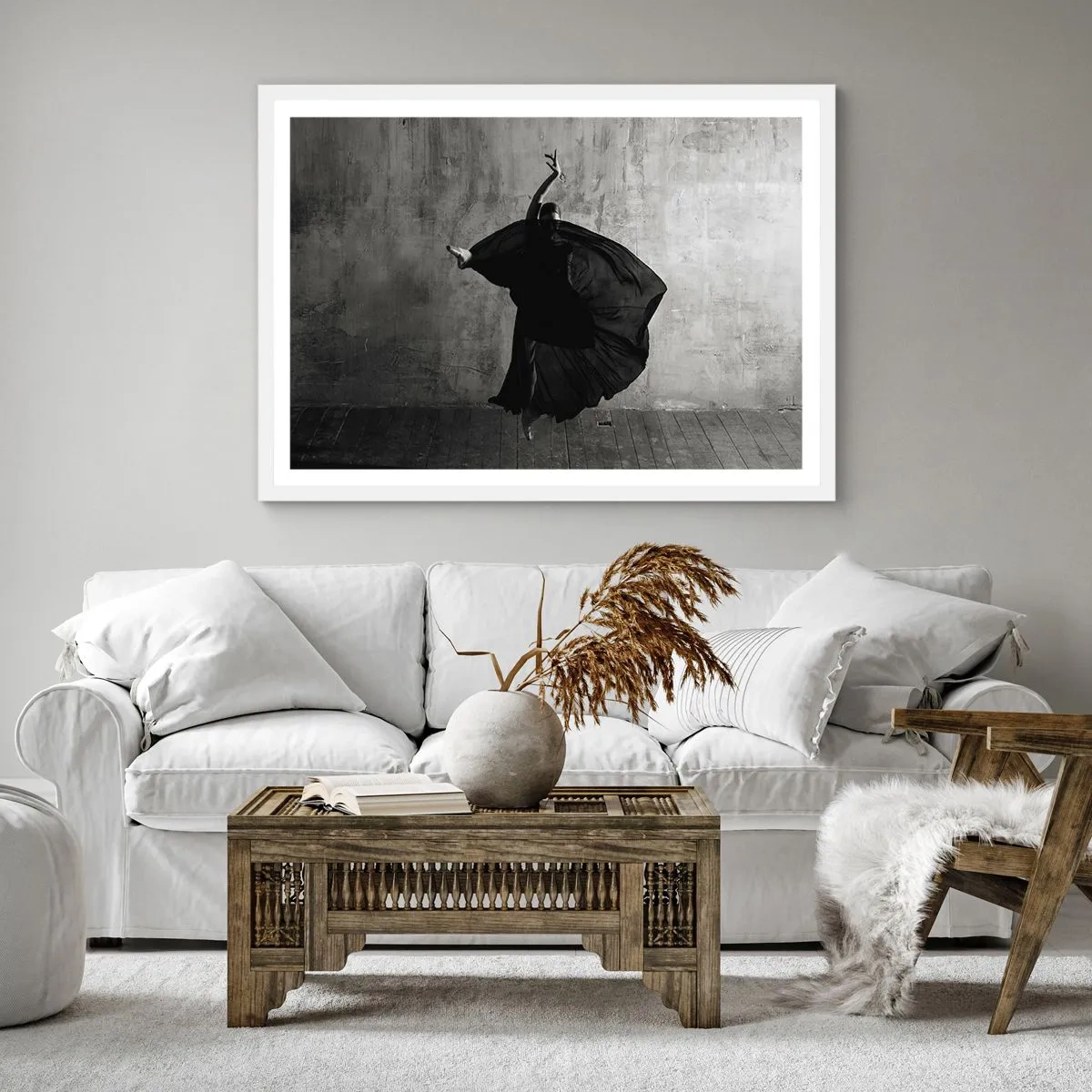 Póster en marco blanco - Cargada de pasión - 40x40 cm