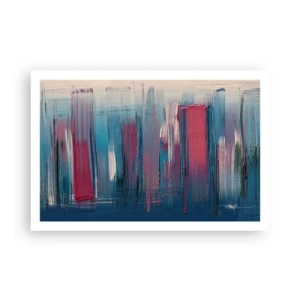 Póster - Composición vertical en azul y rojo - 91x61 cm