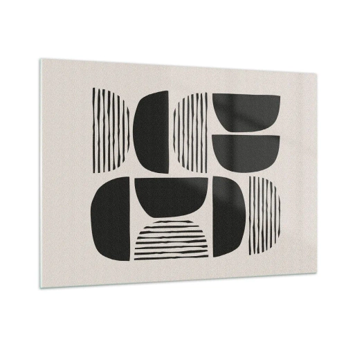 Cuadro sobre vidrio - Impresiones sobre Vidrio - Composición abstracta de formas geométricas con líneas. - 100x70cm - Arreglos a medias - Decoración de pared moderna para salón y dormitorio ARTTOR