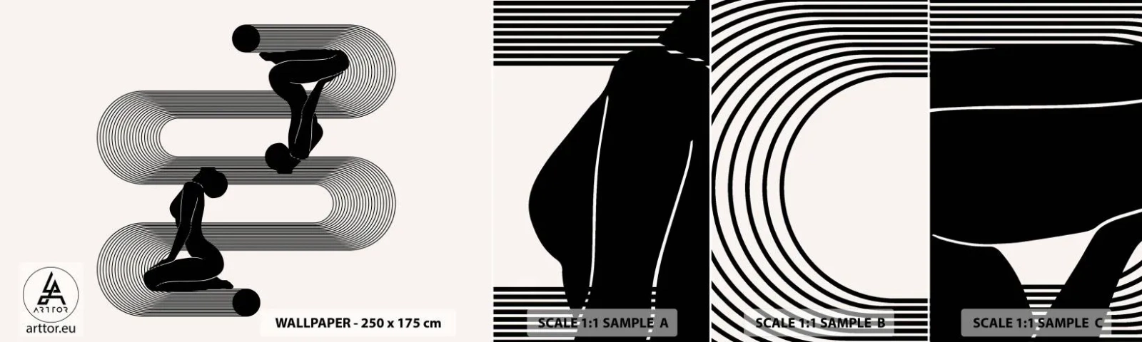 Muestra De Fotomural Standard Eco - Simetría sensual - Mujer, Líneas, Meditación - 100x30 cm