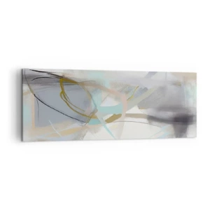 Cuadro sobre lienzo - Impresión de Imagen - Abstracción pastel con líneas delicadas. - 140x50cm - Abstracción brumosa - Decoración de pared moderna para salón y dormitorio ARTTOR