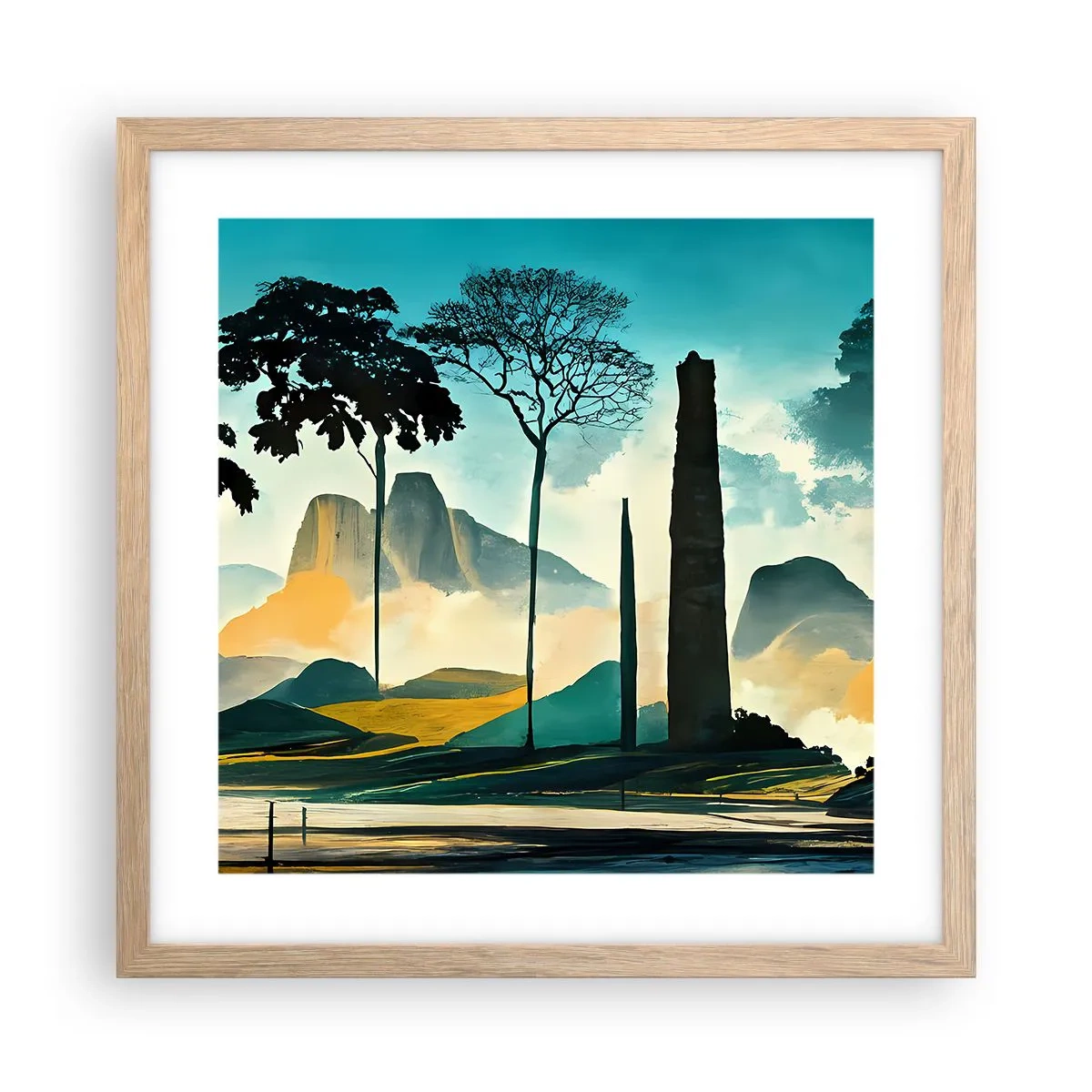 Póster en marco roble claro - Cada vez a más altitud - 40x40 cm