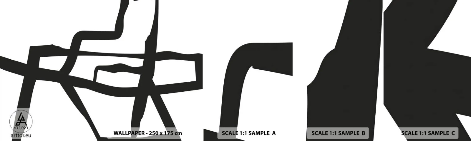 Muestra de fotomural autoadhesivo Deluxe Sticker - Construcción en blanco y negro - Línea, En blanco y negro, abstraccionismo - 100x30 cm