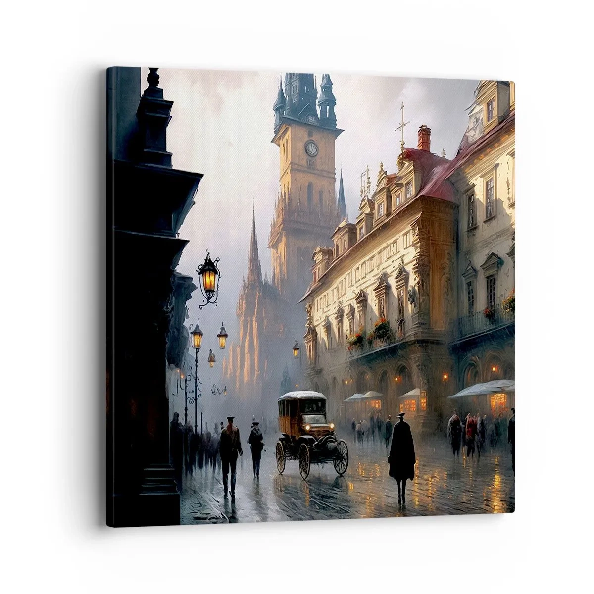 Cuadro sobre lienzo - Impresión de Imagen - La magia de una noche de Praga - 40x40 cm