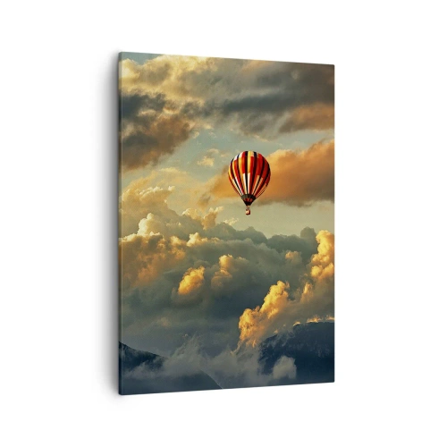 Cuadro sobre lienzo - Impresión de Imagen - Un globo contra un fondo de nubes dramáticas. - 50x70cm - Vuelo porque quiero - Decoración de pared moderna para salón y dormitorio ARTTOR