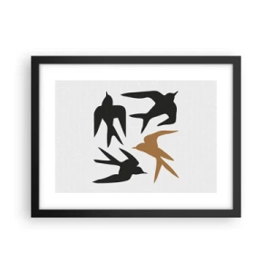 Póster en marco negro - Juegos de golondrinas - 40x30 cm
