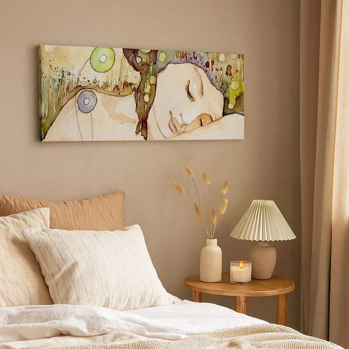 Cuadro sobre lienzo - Impresión de Imagen - Sueño esmeralda y violeta - 100x40 cm