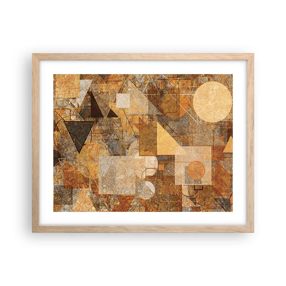 Póster en marco roble claro - Estudio cubista en bronce - 50x40 cm