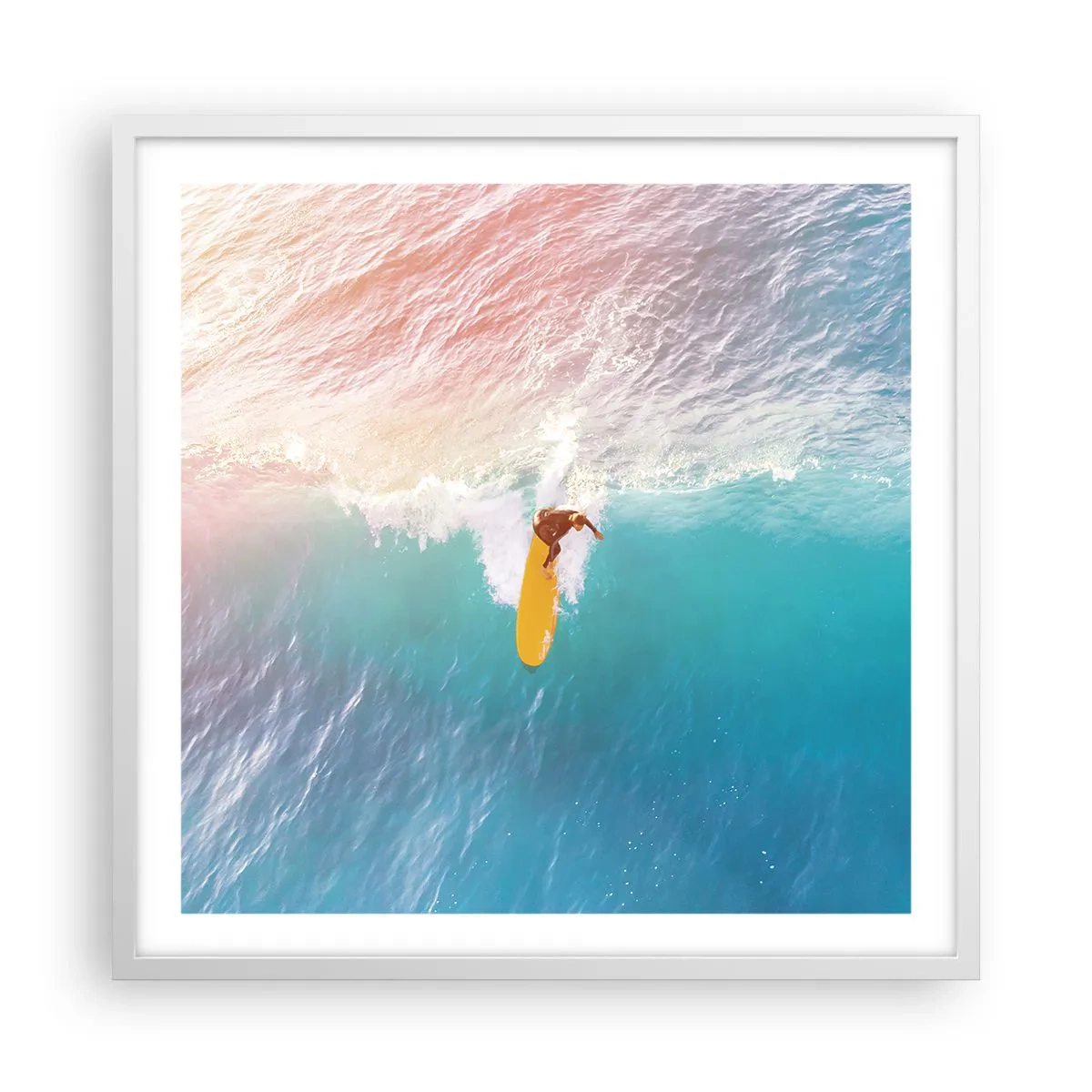 Póster en marco blanco - Jinete del océano - 60x60 cm