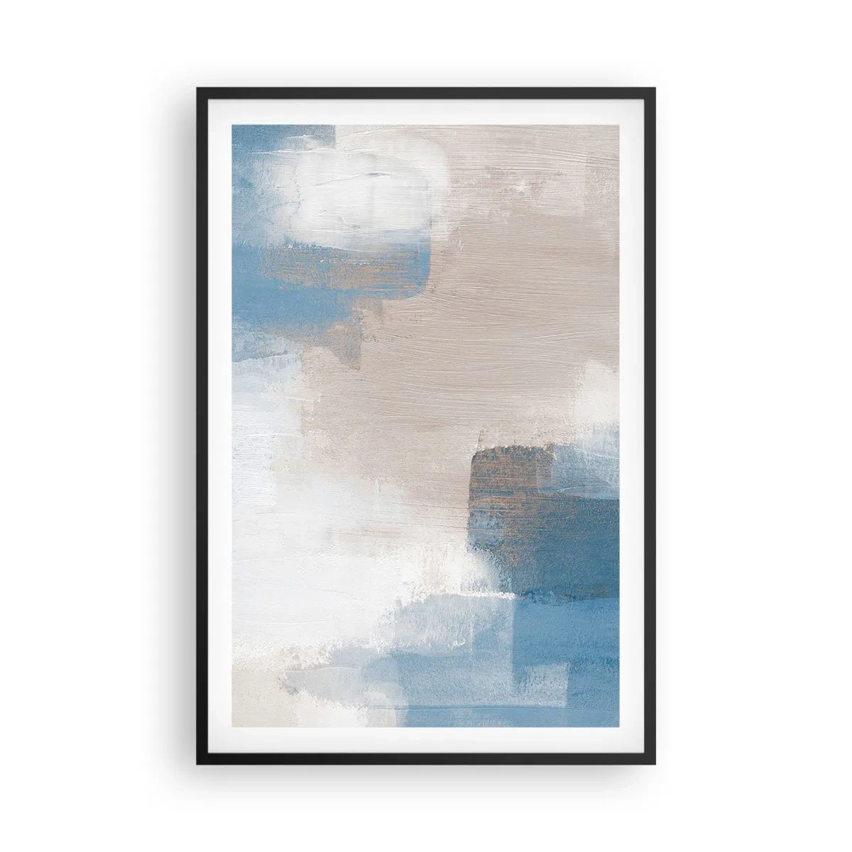 Póster en marco negro - Abstracción rosa tras un velo azul - 61x91 cm