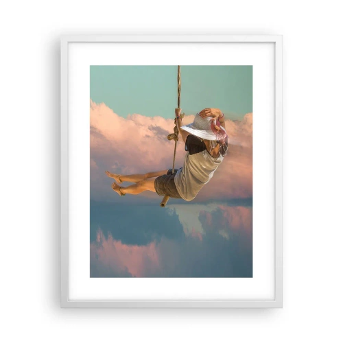 Póster en marco blanco - Jugando en las nubes - 40x50 cm