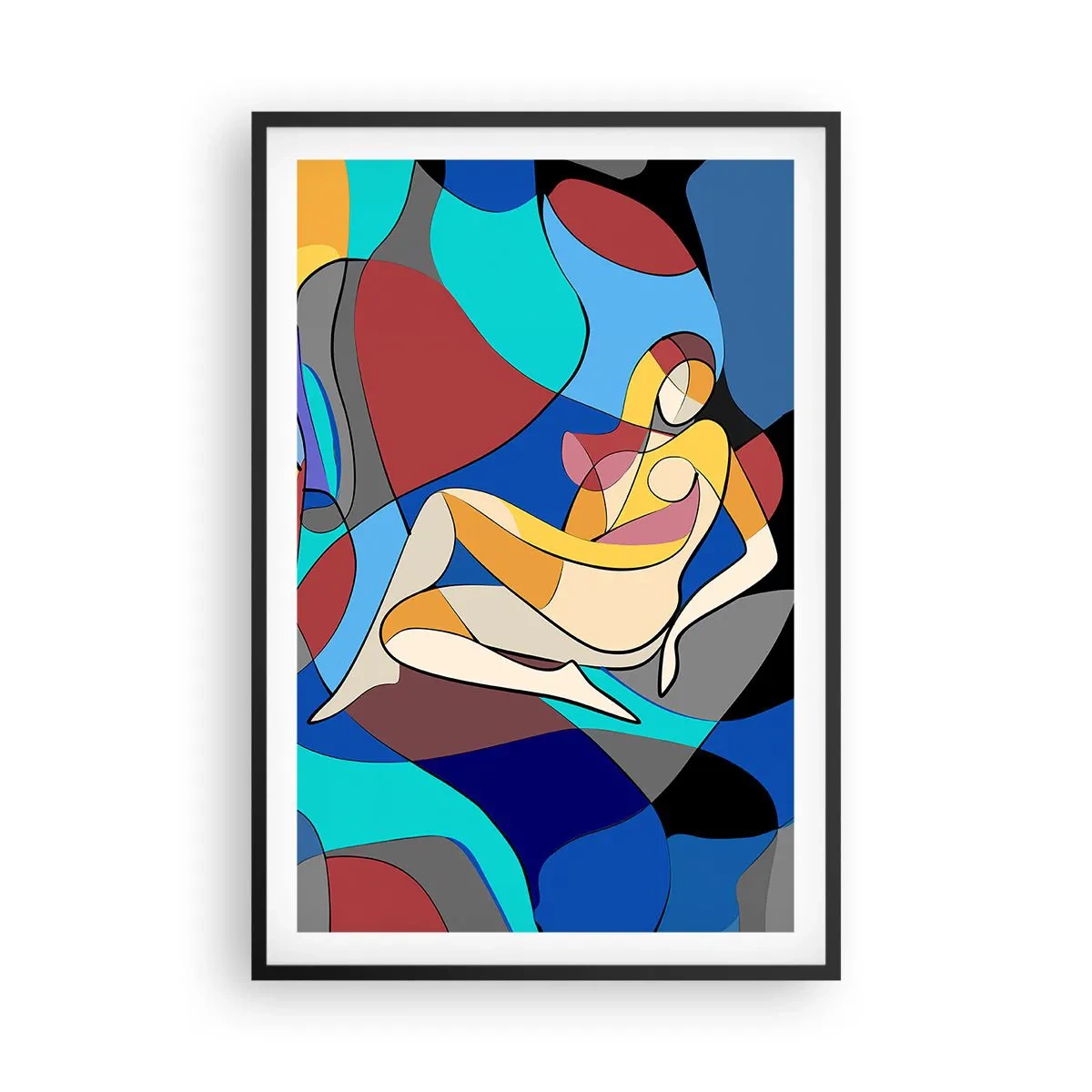 Póster en marco negro - Desnudo cubista - 61x91 cm