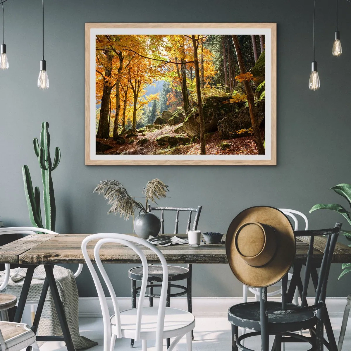 Póster en marco roble claro - Tiempo de descanso - 100x70 cm