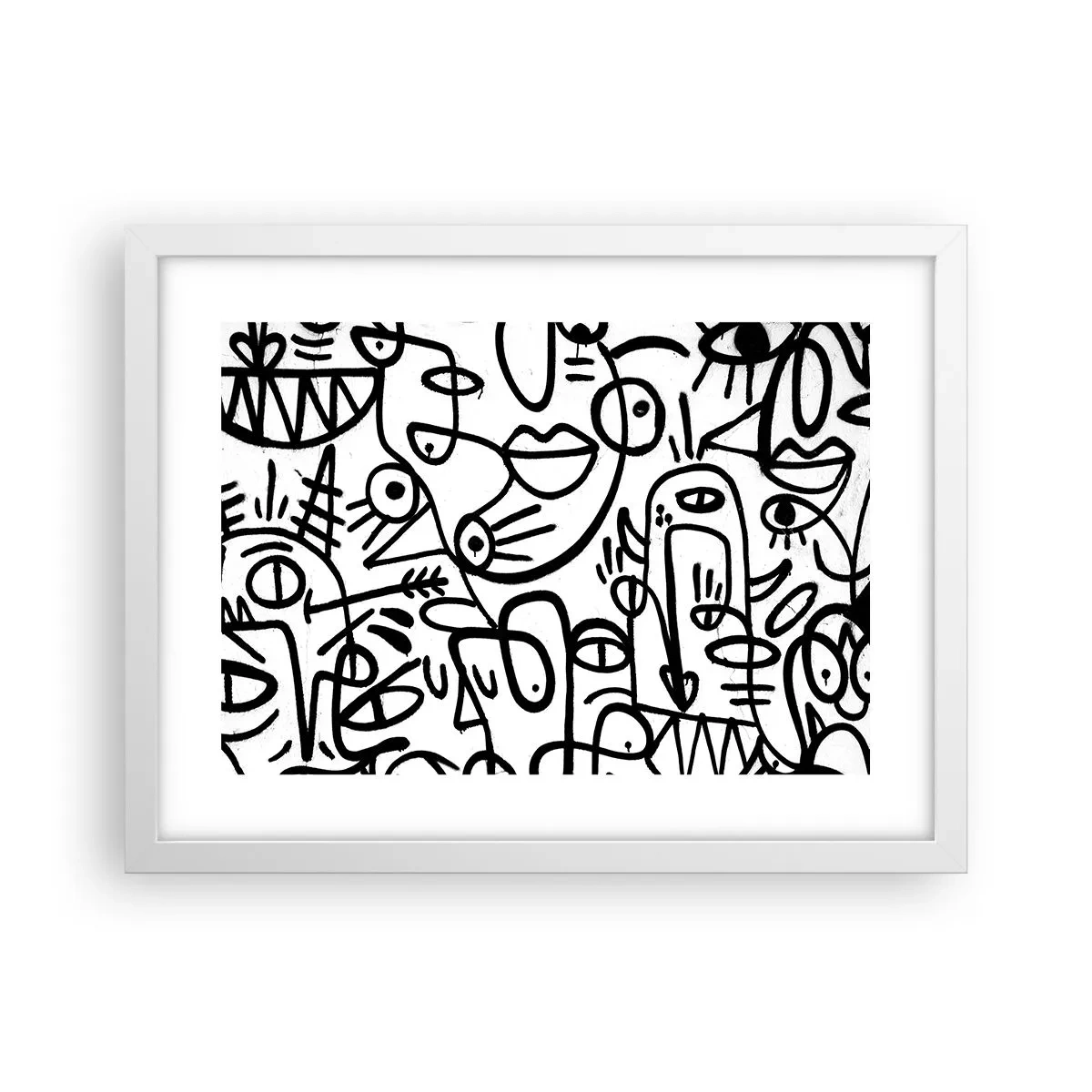Póster en marco blanco - Rostros y espejismos - 40x30 cm