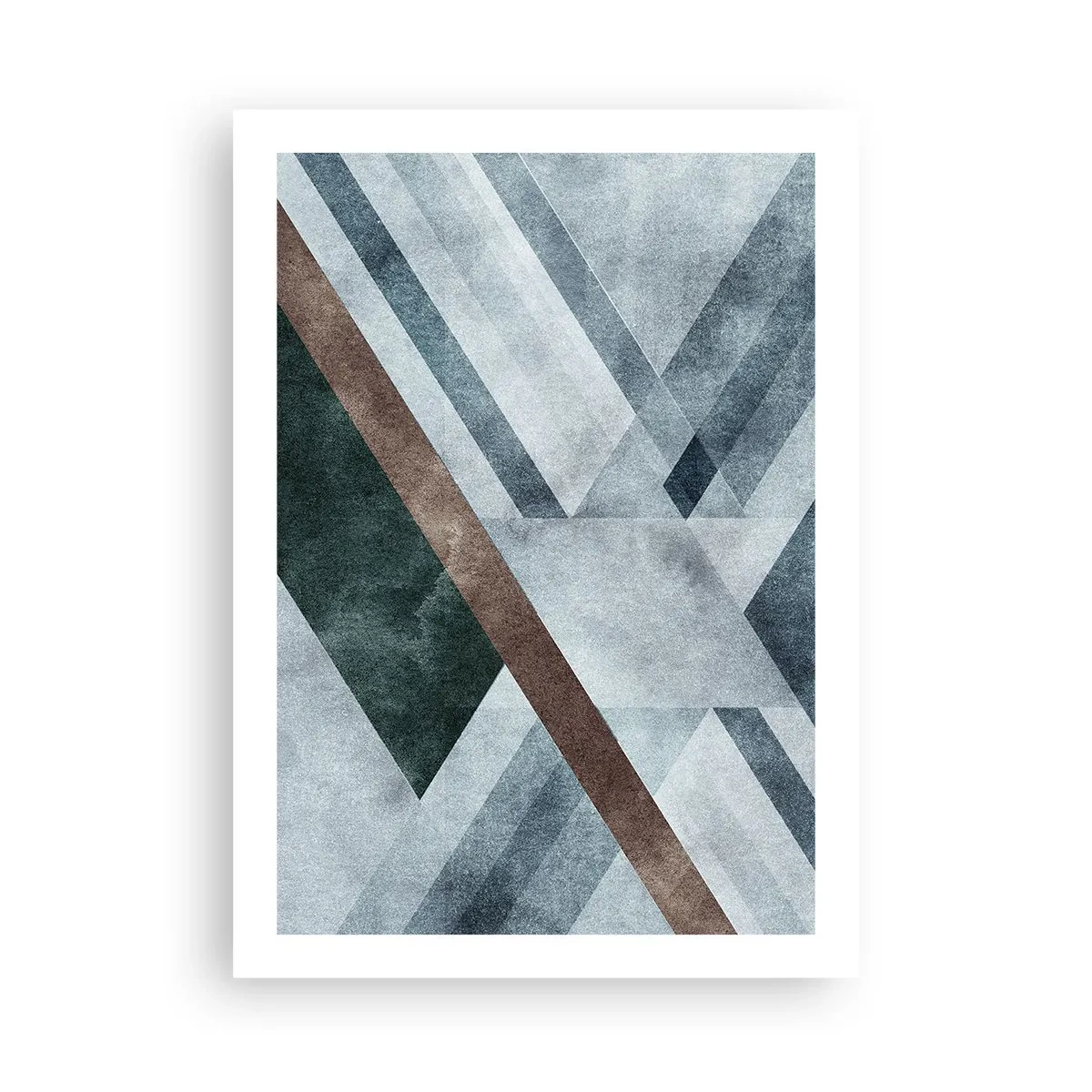 Póster - Composición geométrica en tonos azules y marrones. - 50x70cm - Sofisticada elegancia de la geometría - Decoración de pared moderna para salón y dormitorio ARTTOR