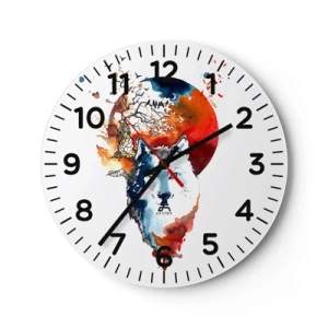 Reloj de pared - Reloj de vidrio - El acecho nocturno - 40x40 cm