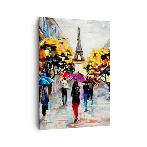 Cuadro sobre lienzo - Impresión de Imagen - Un paseo otoñal por París con vistas a la Torre Eiffel - 50x70cm - Especialmente hermoso en otoño - Decoración de pared moderna para salón y dormitorio ARTTOR