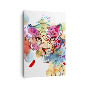 Cuadro sobre lienzo - Impresión de Imagen - Retrato abstracto de un leopardo en colores intensos. - 70x100cm - La bella y la bestia - Decoración de pared moderna para salón y dormitorio ARTTOR