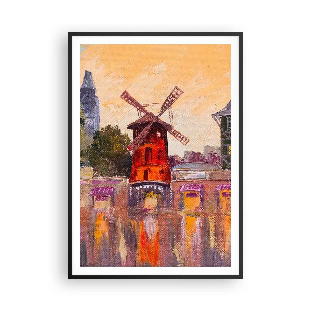 Póster en marco negro - Iconos parisinos - Moulin Rouge - 70x100 cm