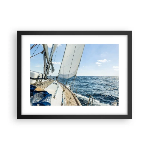 Póster en marco negro - Ahoy, a la aventura - 40x30 cm