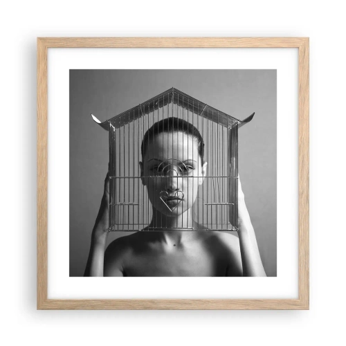 Póster en marco roble claro - Un retrato algo surrealista - 40x40 cm