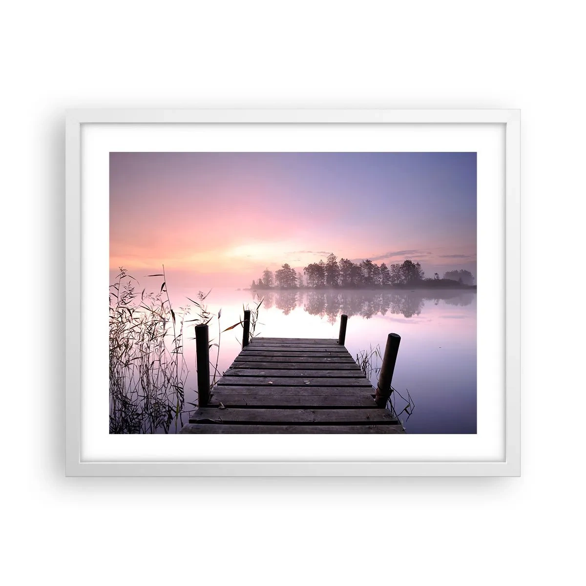 Póster en marco blanco - De la niebla lila... - 50x40 cm