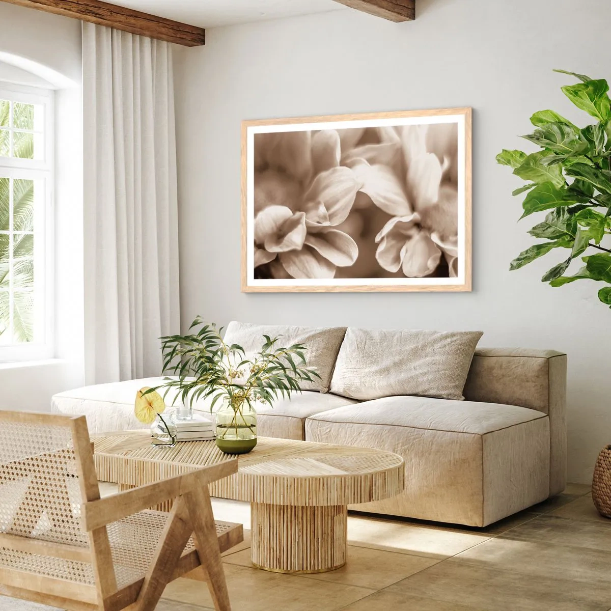 Póster en marco roble claro - Suave como una sonrisa - 100x70 cm