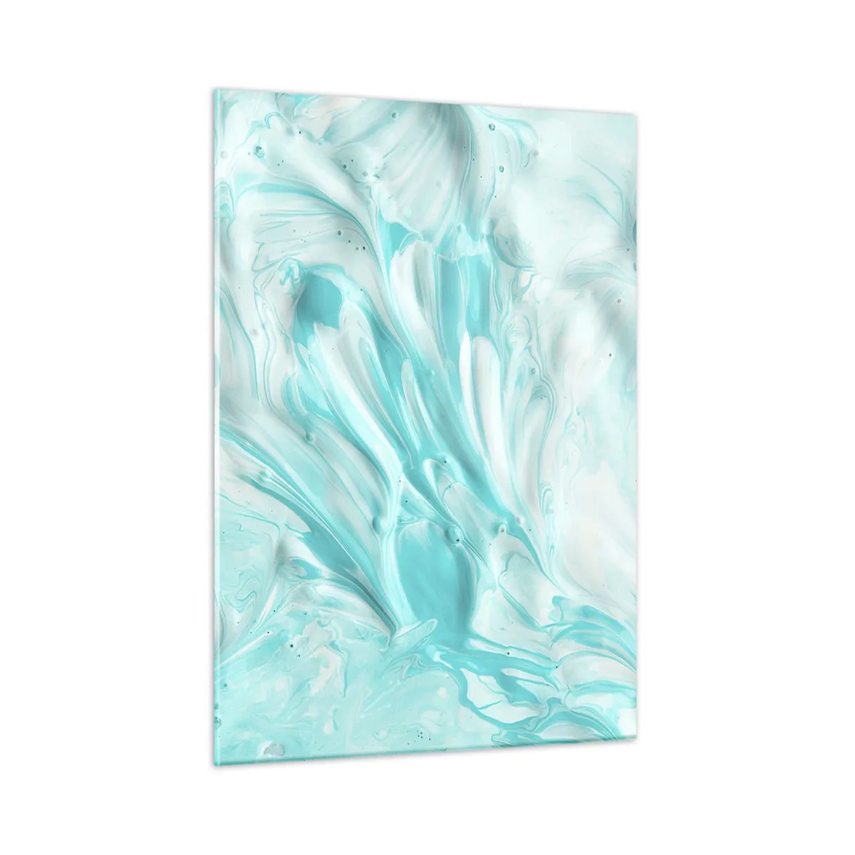 Cuadro sobre vidrio - Impresiones sobre Vidrio - Patrones abstractos azules y blancos que se asemejan al movimiento de las olas - 50x70cm - Juntos para siempre - Decoración de pared moderna para salón y dormitorio ARTTOR