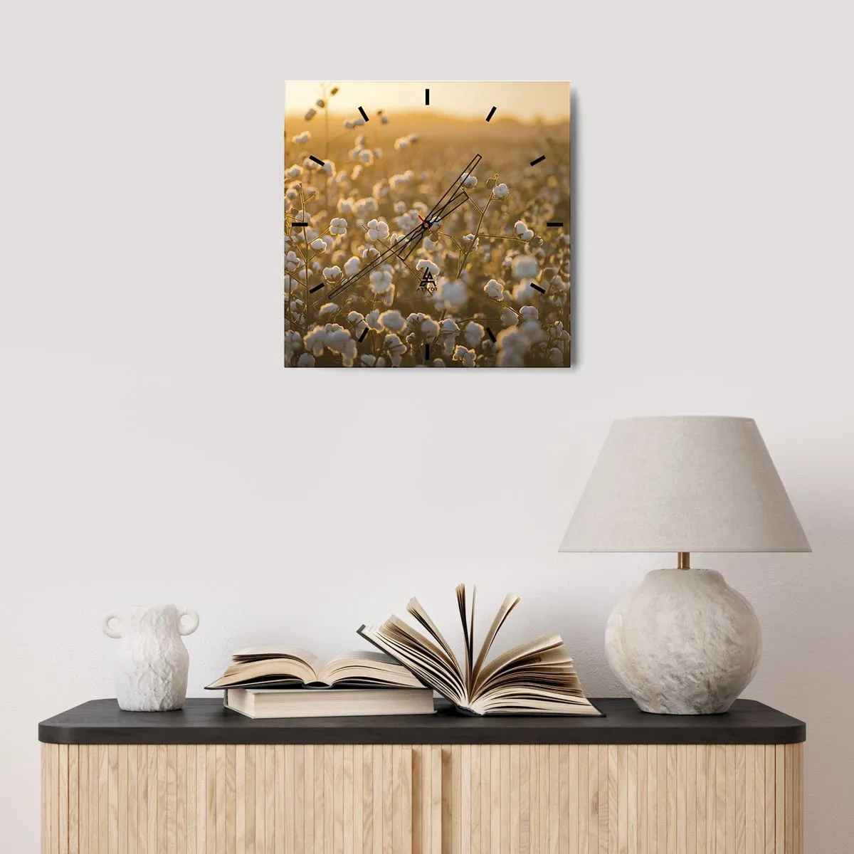 Reloj de pared - Reloj de vidrio - Un campo esponjoso - 30x30 cm
