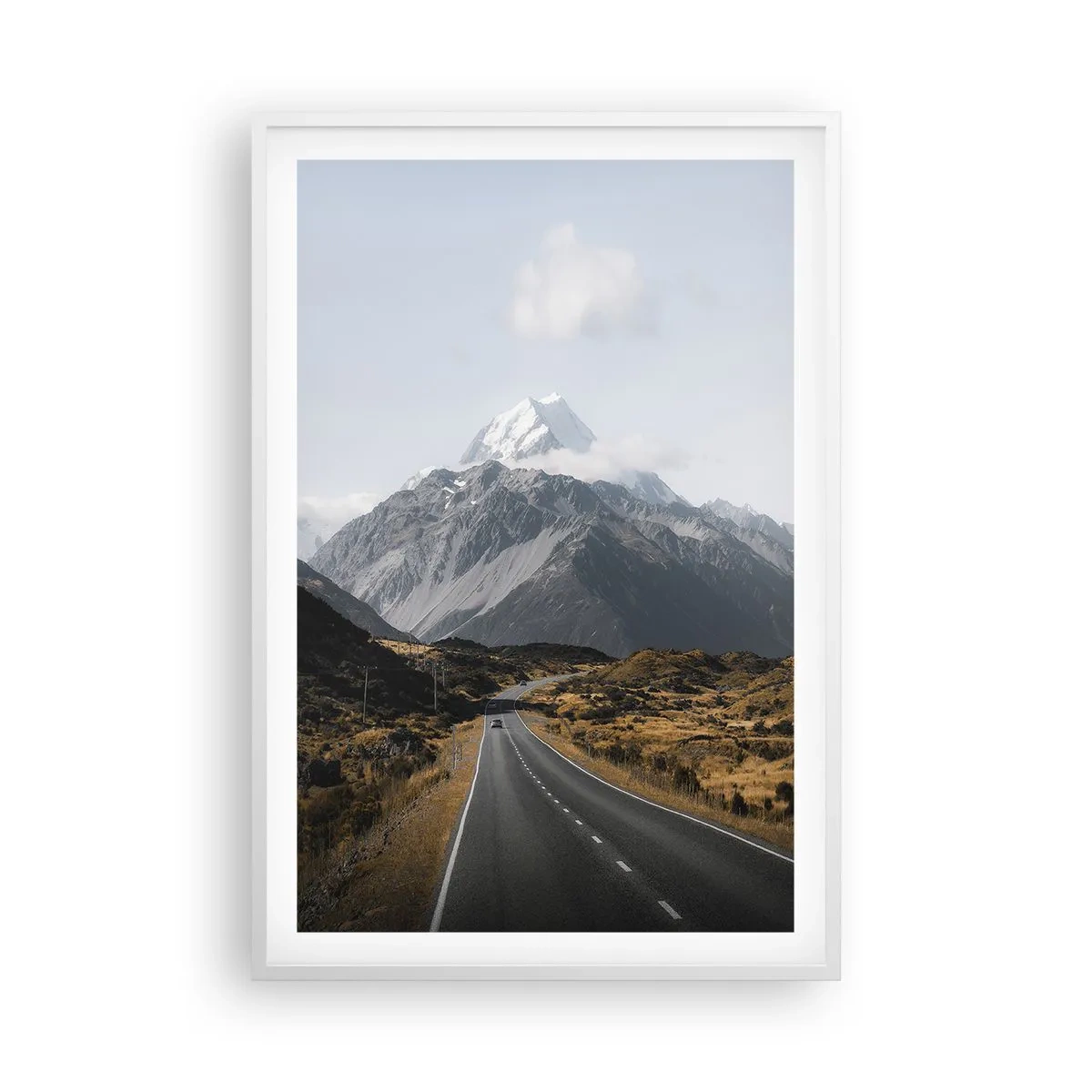 Póster en marco blanco - El camino al corazón de las montañas - 61x91 cm