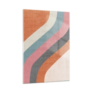 Cuadro sobre vidrio - Impresiones sobre Vidrio - Rayas diagonales de colores sobre un fondo claro - 50x70cm - Composición diagonal - movimiento - Decoración de pared moderna para salón y dormitorio ARTTOR