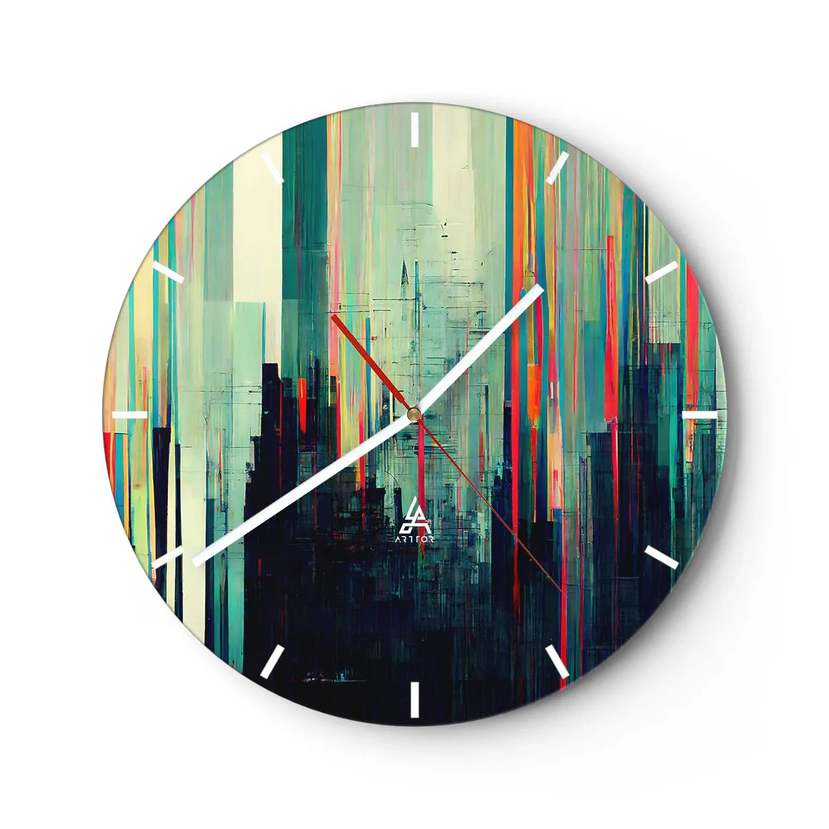Reloj de pared - Reloj de vidrio - Ciudad futurista - 40x40 cm