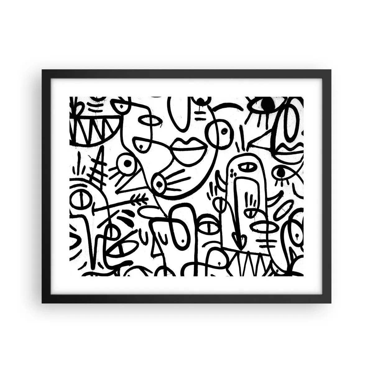 Póster en marco negro - Rostros y espejismos - 50x40 cm