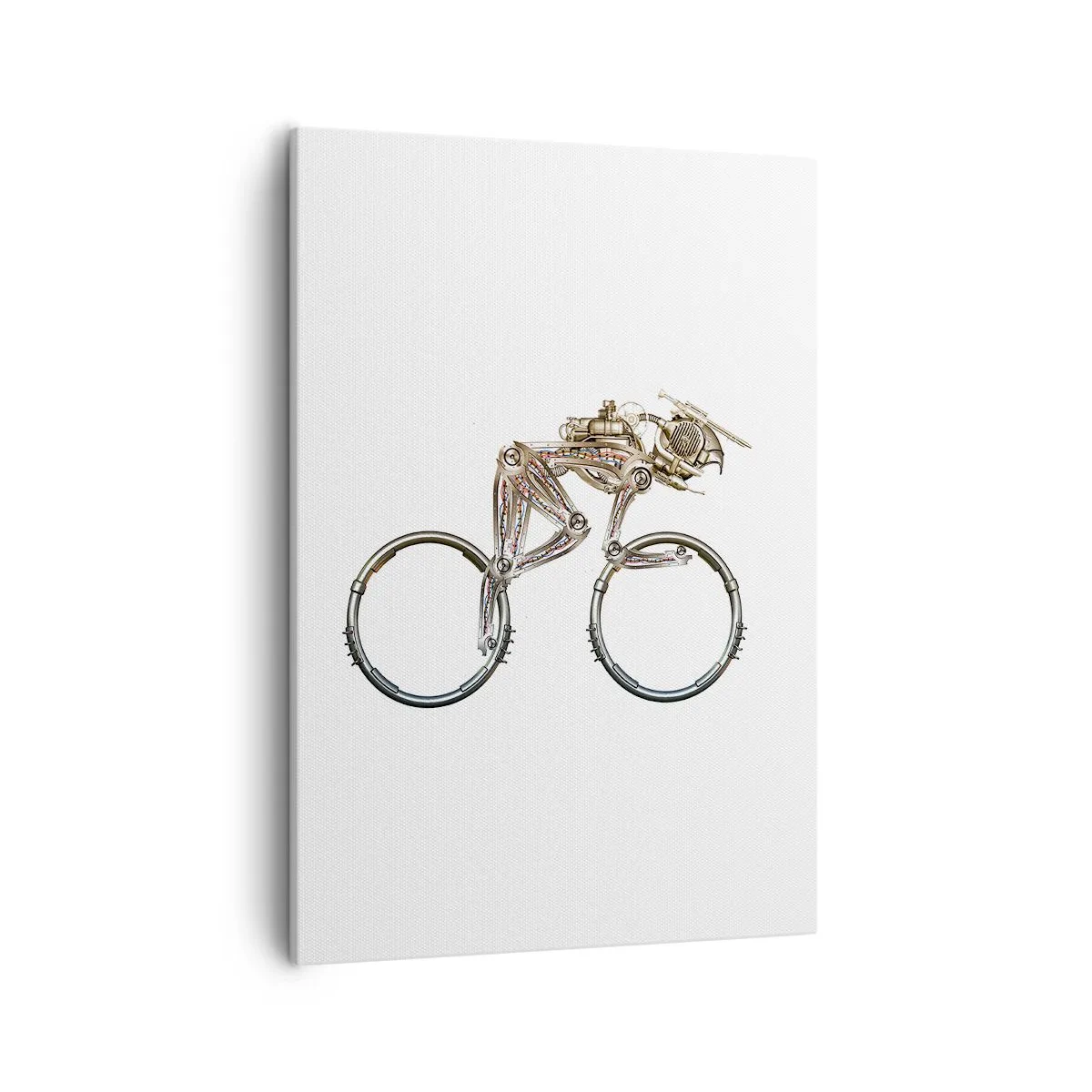 Cuadro sobre lienzo - Impresión de Imagen - Una bicicleta mecánica con un diseño futurista. - 50x70cm - Una magnífica máquina - Decoración de pared moderna para salón y dormitorio ARTTOR