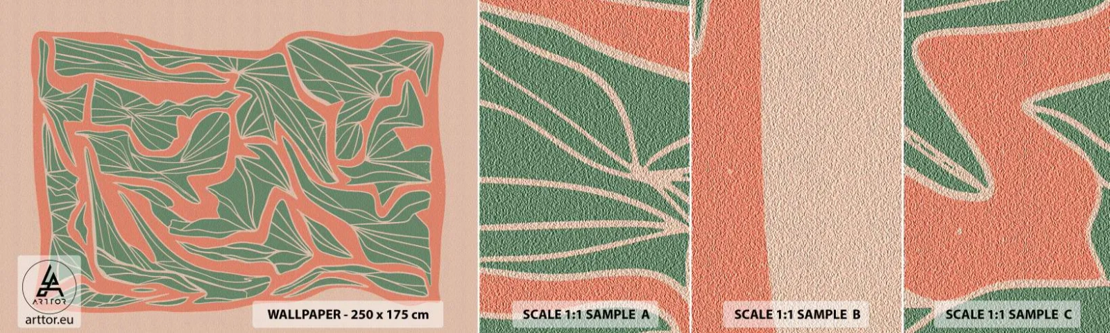 Muestra De Fotomural Standard Eco - Lucha entre el coral y el verde - bohemia, Pastel, Pedazo - 100x30 cm