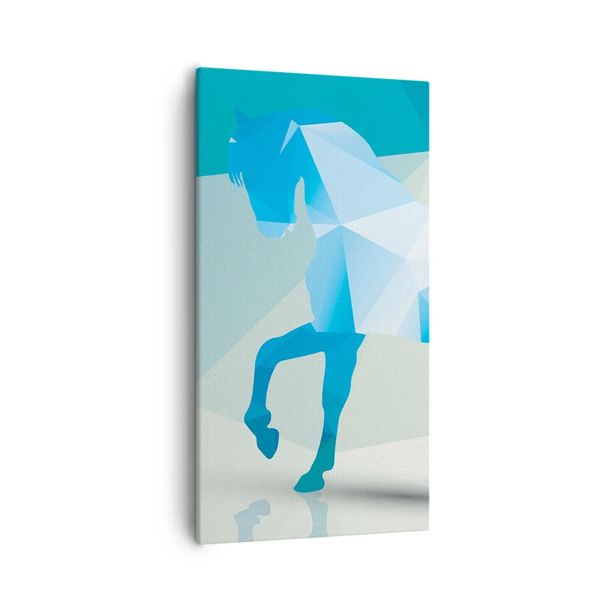 Cuadro sobre lienzo - Impresión de Imagen - Caballo geométrico en turquesa - 55x100 cm