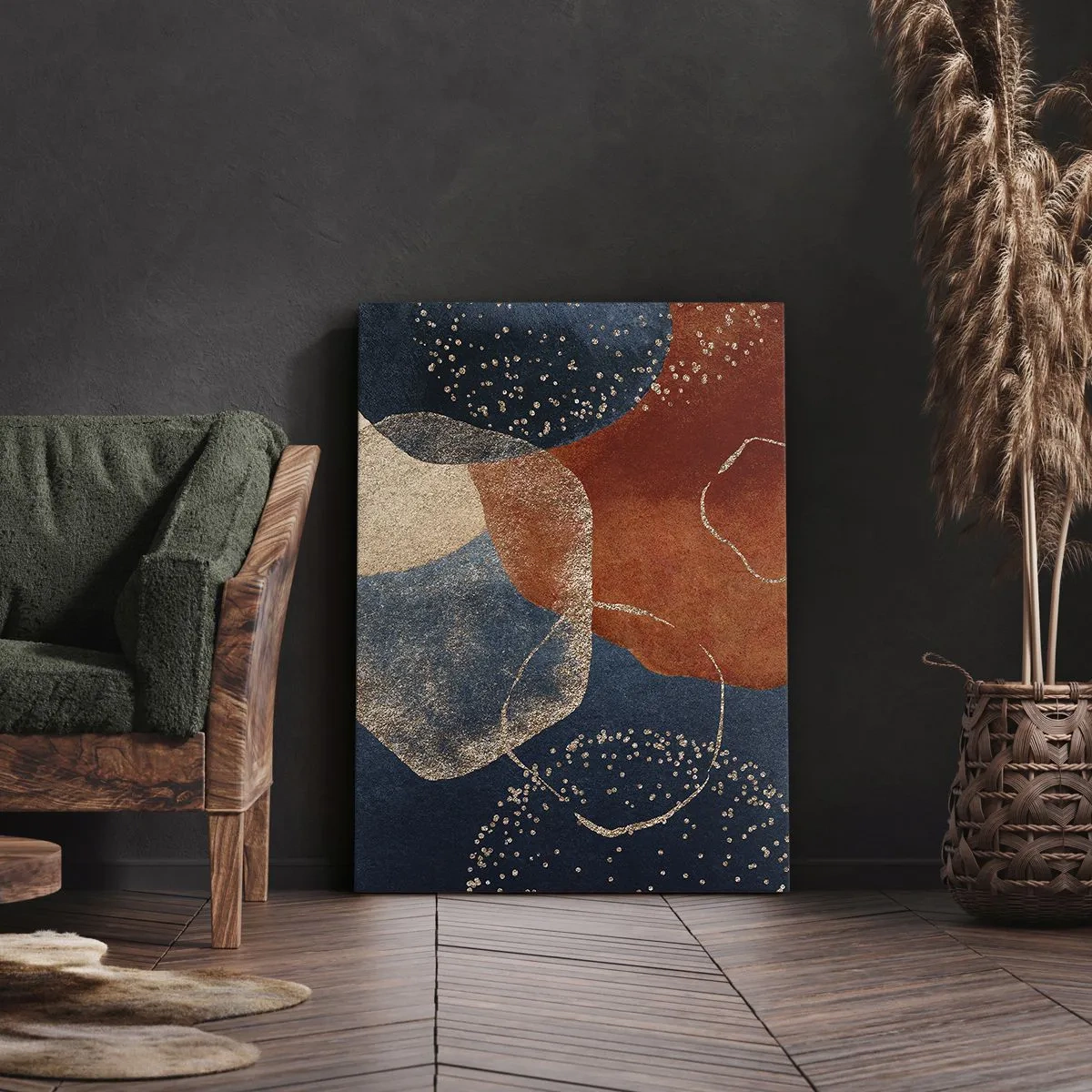 Cuadro sobre lienzo - Impresión de Imagen - Formas abstractas en tonos de rojo y azul. - 80x120cm - La ligereza del ser - Decoración de pared moderna para salón y dormitorio ARTTOR