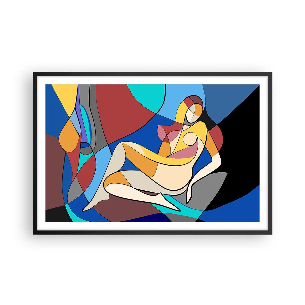 Póster en marco negro - Desnudo cubista - 91x61 cm