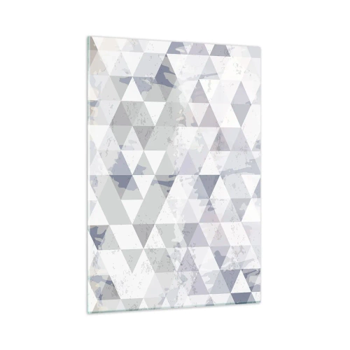 Cuadro sobre vidrio - Impresiones sobre Vidrio - Patrón de triángulo geométrico en tonos neutros de gris y beige. - 50x70cm - A ritmo de triángulo - Decoración de pared moderna para salón y dormitorio ARTTOR